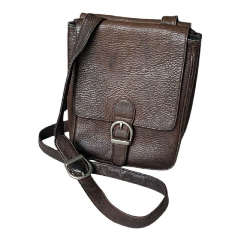 Eddie Bauer Dark Brown Leather Messenger Bag